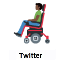 Man In Motorized Wheelchair: Dark Skin Tone on Twitter Twemoji