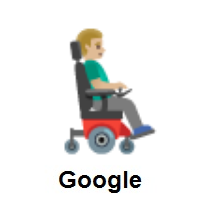 Man in Motorized Wheelchair Facing Right: Medium-Light Skin Tone on Google Android
