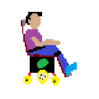 Man in Motorized Wheelchair Facing Right: Medium Skin Tone