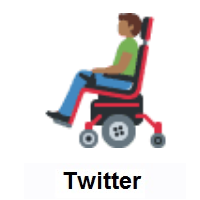 Man In Motorized Wheelchair: Medium-Dark Skin Tone on Twitter Twemoji