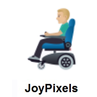 Man In Motorized Wheelchair: Medium-Light Skin Tone on JoyPixels