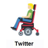 Man In Motorized Wheelchair: Medium-Light Skin Tone on Twitter Twemoji