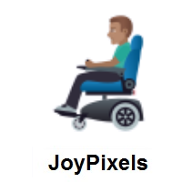 Man In Motorized Wheelchair: Medium Skin Tone on JoyPixels