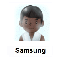 Man in Steamy Room: Dark Skin Tone on Samsung