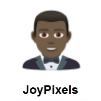 Man in Tuxedo: Dark Skin Tone on JoyPixels