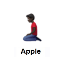 Man Kneeling: Dark Skin Tone on Apple iOS