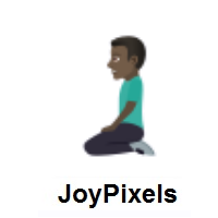 Man Kneeling: Dark Skin Tone on JoyPixels
