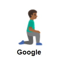 Man Kneeling Facing Right: Medium-Dark Skin Tone on Google Android
