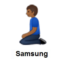 Man Kneeling: Medium-Dark Skin Tone on Samsung