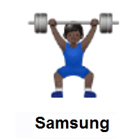 Man Lifting Weights: Dark Skin Tone on Samsung