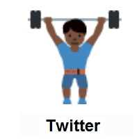 Man Lifting Weights: Dark Skin Tone on Twitter Twemoji