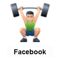 Man Lifting Weights: Light Skin Tone on Facebook