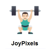 Man Lifting Weights: Light Skin Tone on JoyPixels