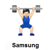 Man Lifting Weights: Light Skin Tone on Samsung