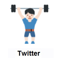 Man Lifting Weights: Light Skin Tone on Twitter Twemoji