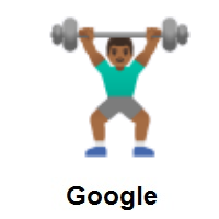 Man Lifting Weights: Medium-Dark Skin Tone on Google Android