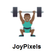 Man Lifting Weights: Medium-Dark Skin Tone on JoyPixels