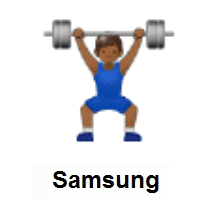 Man Lifting Weights: Medium-Dark Skin Tone on Samsung