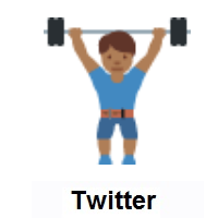 Man Lifting Weights: Medium-Dark Skin Tone on Twitter Twemoji