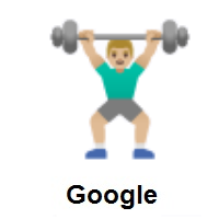 Man Lifting Weights: Medium-Light Skin Tone on Google Android