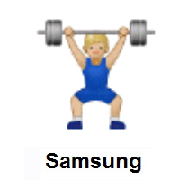 Man Lifting Weights: Medium-Light Skin Tone on Samsung