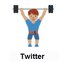 Man Lifting Weights: Medium Skin Tone on Twitter Twemoji