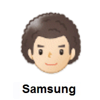 Man: Light Skin Tone, Curly Hair on Samsung
