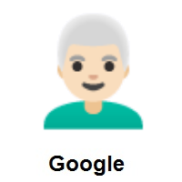 Man: Light Skin Tone, White Hair on Google Android