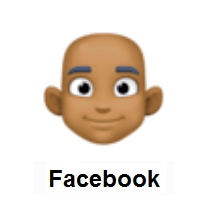 Man: Medium-Dark Skin Tone, Bald on Facebook