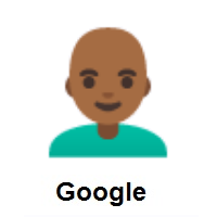 Man: Medium-Dark Skin Tone, Bald on Google Android