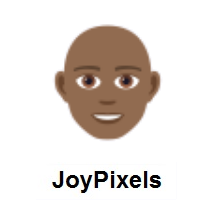 Man: Medium-Dark Skin Tone, Bald on JoyPixels