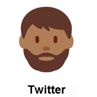 Man: Medium-Dark Skin Tone, Beard on Twitter Twemoji