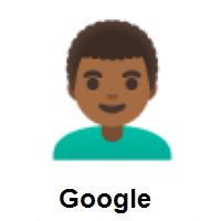 Man: Medium-Dark Skin Tone, Curly Hair on Google Android