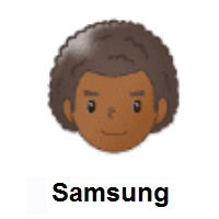 Man: Medium-Dark Skin Tone, Curly Hair on Samsung