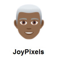 Man: Medium-Dark Skin Tone, White Hair on JoyPixels