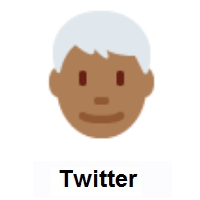 Man: Medium-Dark Skin Tone, White Hair on Twitter Twemoji