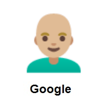 Man: Medium-Light Skin Tone, Bald on Google Android