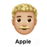 Man: Medium-Light Skin Tone, Curly Hair on Apple iOS