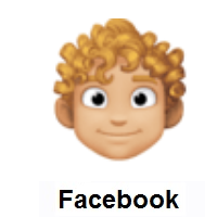 Man: Medium-Light Skin Tone, Curly Hair on Facebook