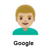 Man: Medium-Light Skin Tone, Curly Hair on Google Android