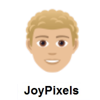 Man: Medium-Light Skin Tone, Curly Hair on JoyPixels