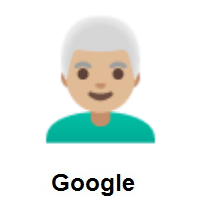 Man: Medium-Light Skin Tone, White Hair on Google Android