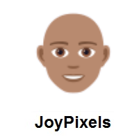 Man: Medium Skin Tone, Bald on JoyPixels
