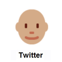 Man: Medium Skin Tone, Bald on Twitter Twemoji