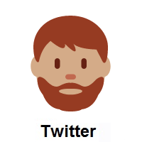 Man: Medium Skin Tone, Beard on Twitter Twemoji
