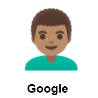 Man: Medium Skin Tone, Curly Hair on Google Android
