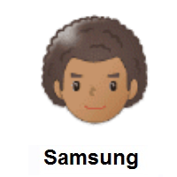Man: Medium Skin Tone, Curly Hair on Samsung
