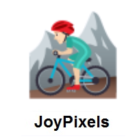 Man Mountain Biking: Light Skin Tone on JoyPixels