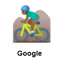 Man Mountain Biking: Medium-Dark Skin Tone on Google Android