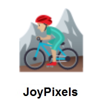 Man Mountain Biking: Medium-Light Skin Tone on JoyPixels